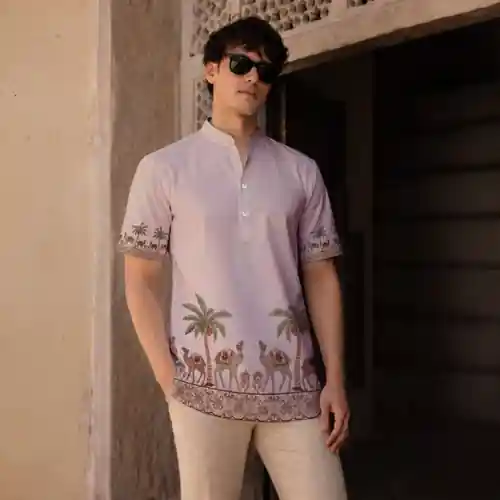 RAJWADI PALM PRINTED KURTA SHIRT
